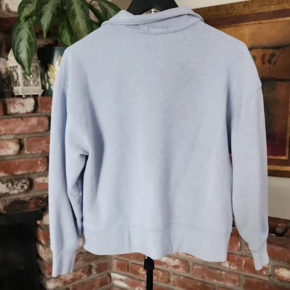 Women’s G/FORE Light Blue Quarter Zip Pullover Skull Logo Golf Sweatshirt - Picture 6 of 12